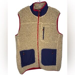 Orvis Men’s Sherpa Woven Contrast Vest Oatmeal Fleece - Large